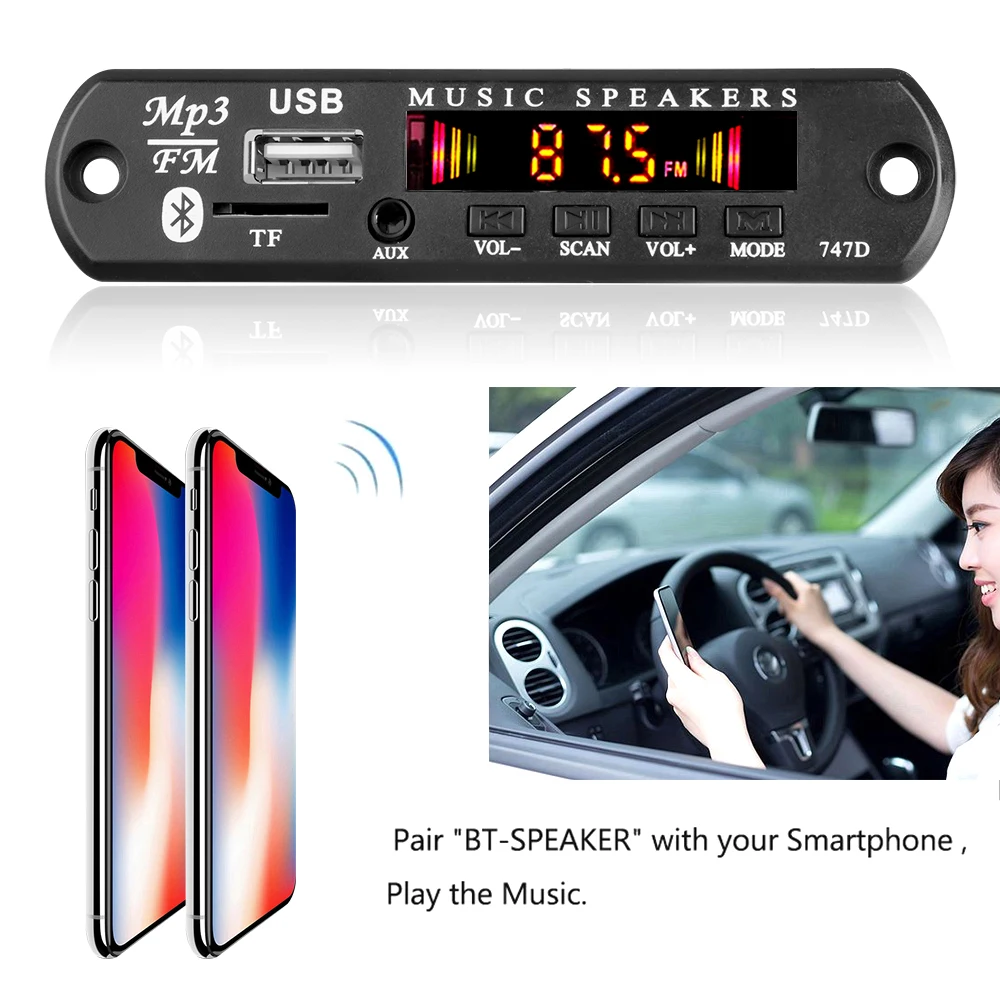 Kebidu Bluetooth 5.0 Car Kit Wireless MP3 Decoder Board Audio 9V-12V WMA Car Music Player Module Lossless Audio USB AUX Kebidu Bluetooth 5.0 Car Kit Wireless MP3 Decoder Board Audio 9V-12V WMA Car Music Player Module Lossless Audio USB AUX