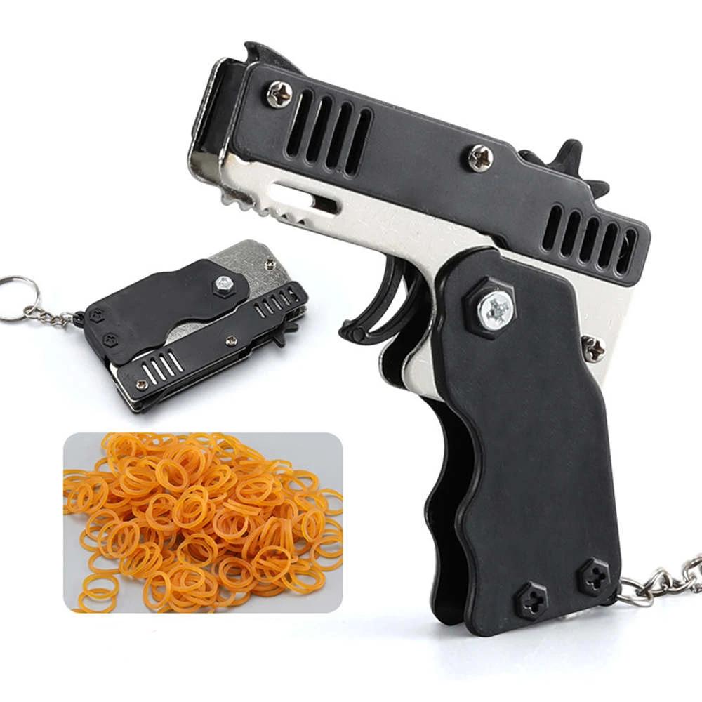 Keychain Gun with 60 Rubber Bands Shooting Pistol Alloy Keychain Gun with 60 Rubber Bands Shooting Pistol Alloy
