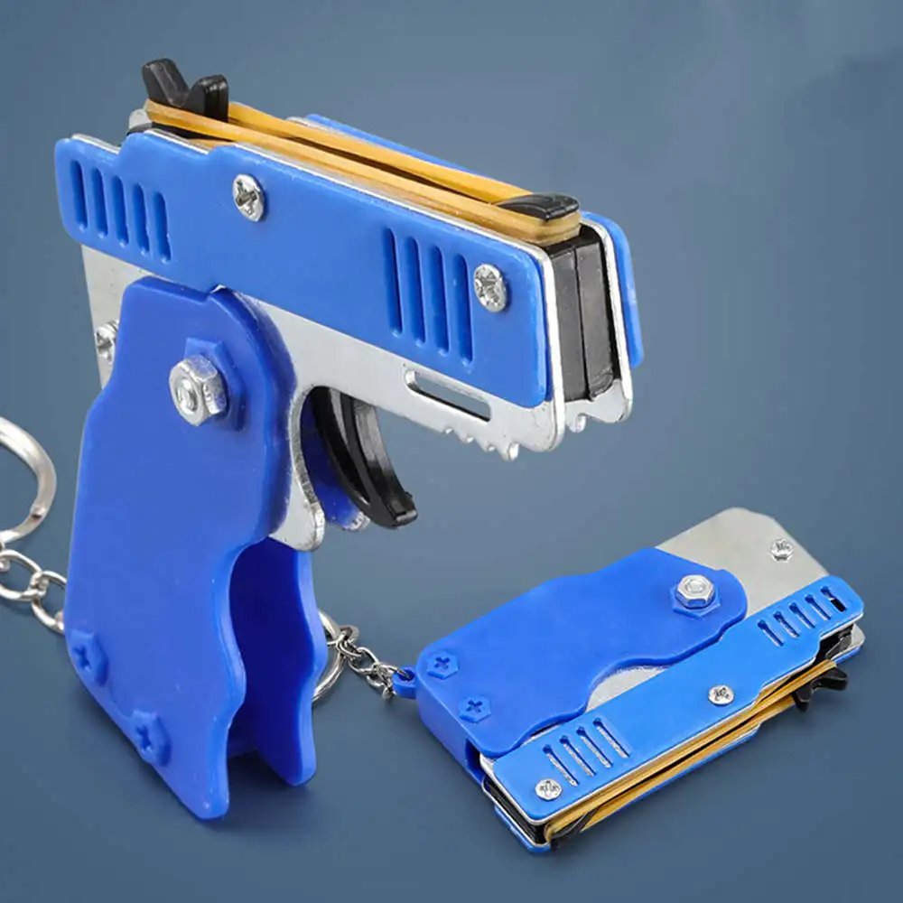 Keychain Gun with 60 Rubber Bands Shooting Pistol Alloy Keychain Gun with 60 Rubber Bands Shooting Pistol Alloy