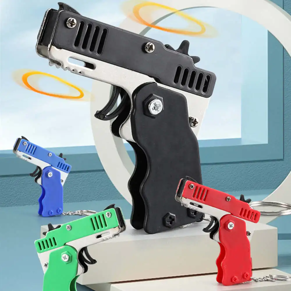Keychain Gun with 60 Rubber Bands Shooting Pistol Alloy Keychain Gun with 60 Rubber Bands Shooting Pistol Alloy