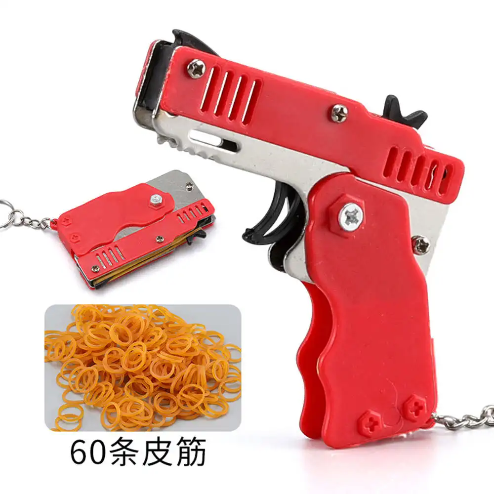 Keychain Gun with 60 Rubber Bands Shooting Pistol Alloy Keychain Gun with 60 Rubber Bands Shooting Pistol Alloy