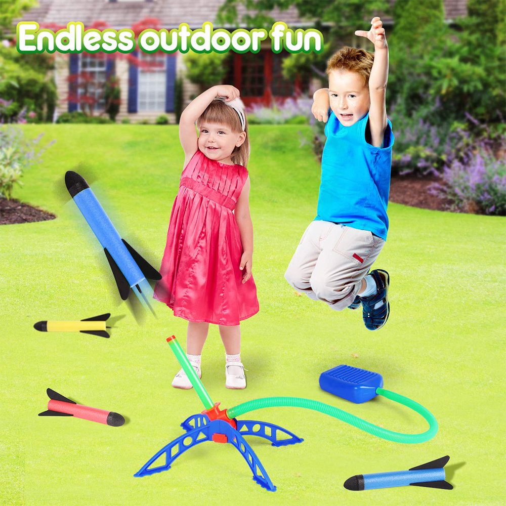 Kid Air Rocket Foot Pump Launcher Outdoor Air Pressed Stomp Soaring Rocket Toys Child Play Set Jump Sport Games Toys