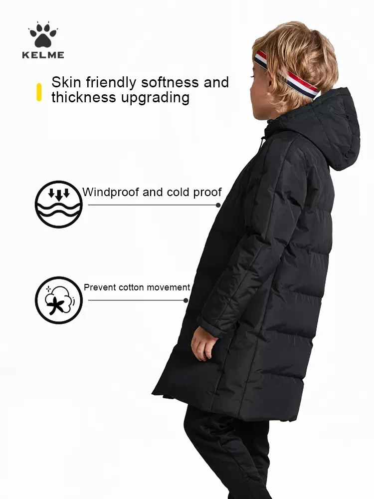 Kid Winter Jacket Long Solid Sports Training Coat Child Overcoat Outrwear Warm Cotton Padded Winter Coat Boys Girl
