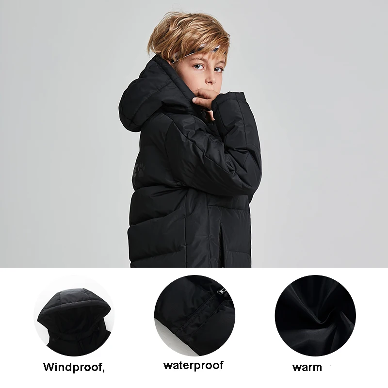 Kid Winter Jacket Long Solid Sports Training Coat Child Overcoat Outrwear Warm Cotton Padded Winter Coat Boys Girl
