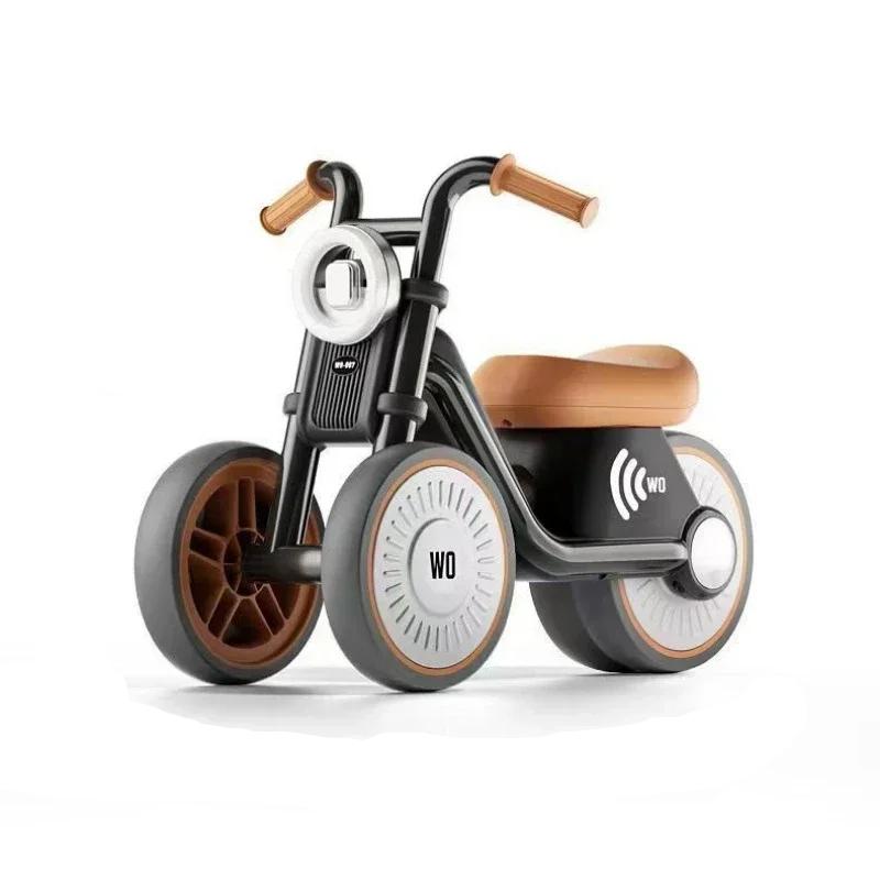 Kids Balance Bike Ride-on Motorcycle Toddler Balance Bike with Music & Lights Sturdy Non-Tip Design Quiet Wheels for