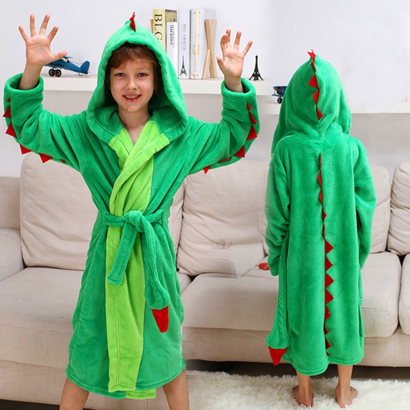 Kids Bath Towels Hooded Polyester Bathrobes