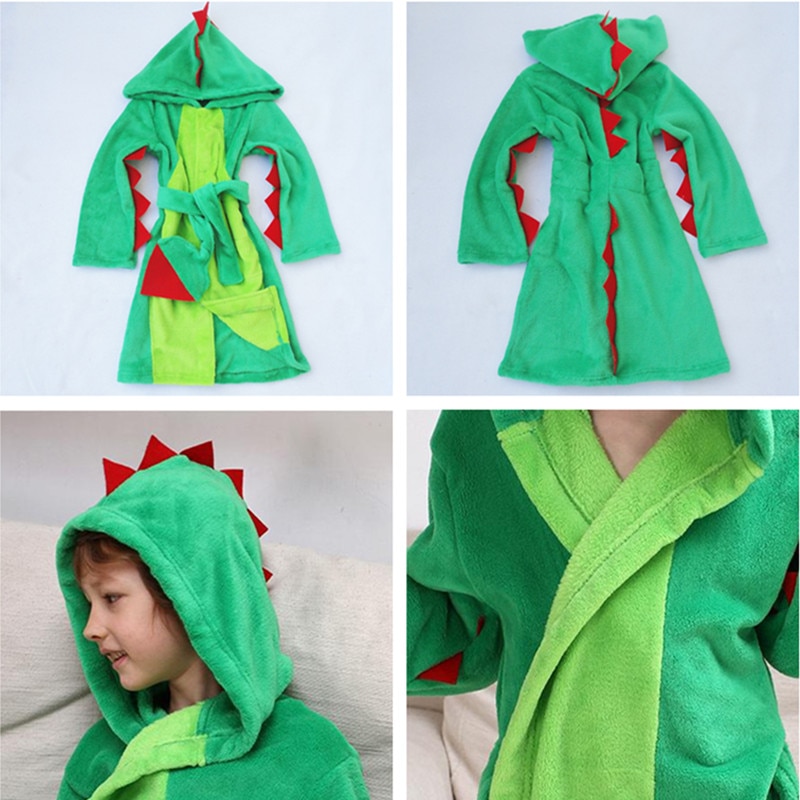 Kids Bath Towels Hooded Polyester Bathrobes