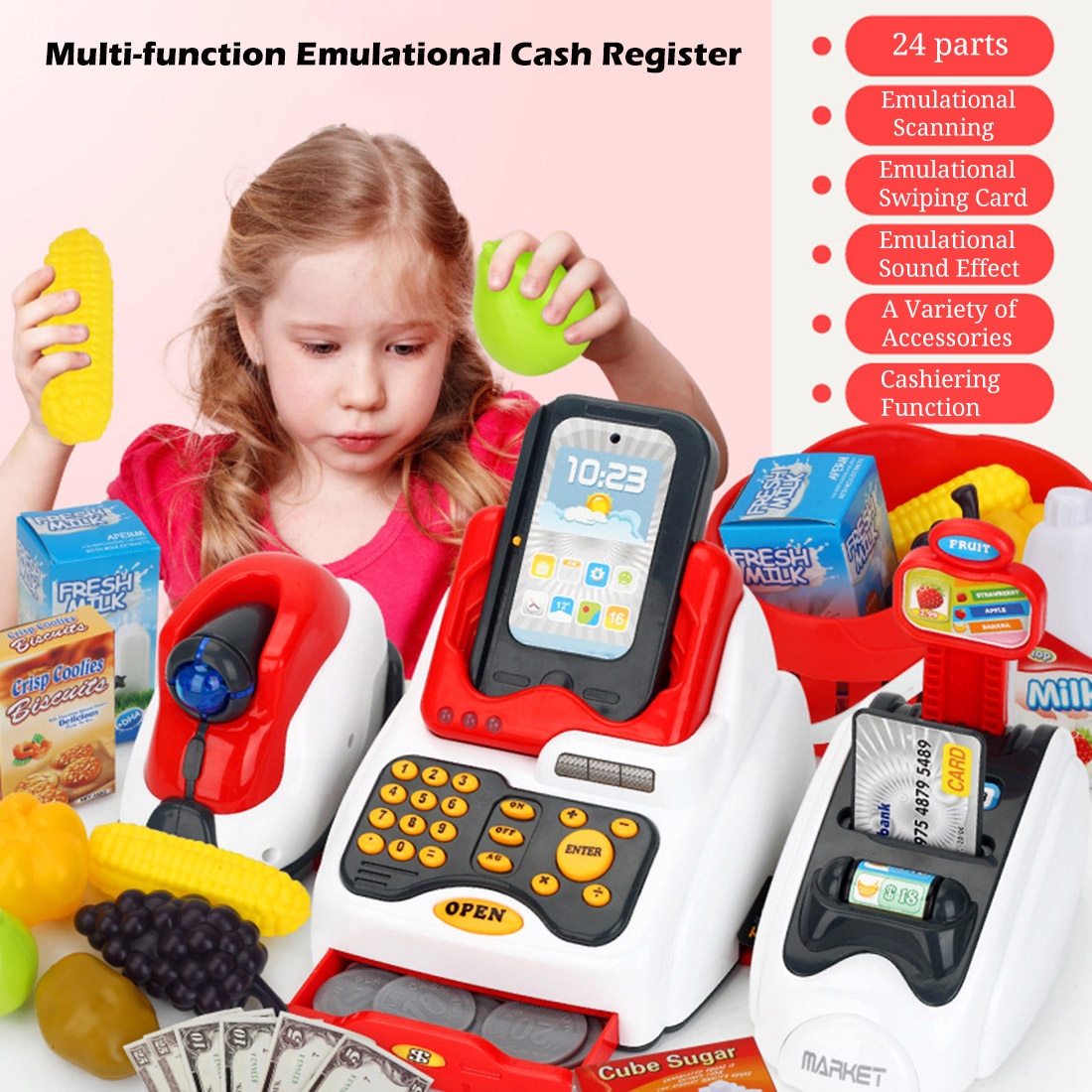 Kids Cash Register Pretend Play Set
