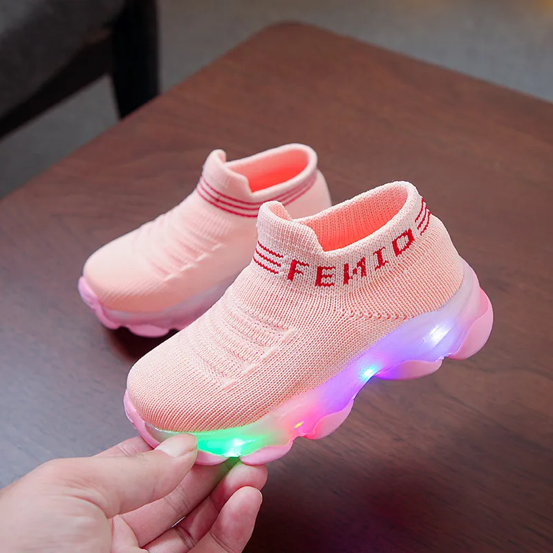 Kids Casual Sneaker Kids Shoes for Girl LED Light Shoes Sports Shoes Luminous Socks Shoes Cozy Young Children Boys