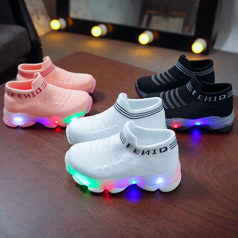 Kids Casual Sneaker Kids Shoes for Girl LED Light Shoes Sports Shoes Luminous Socks Shoes Cozy Young Children Boys