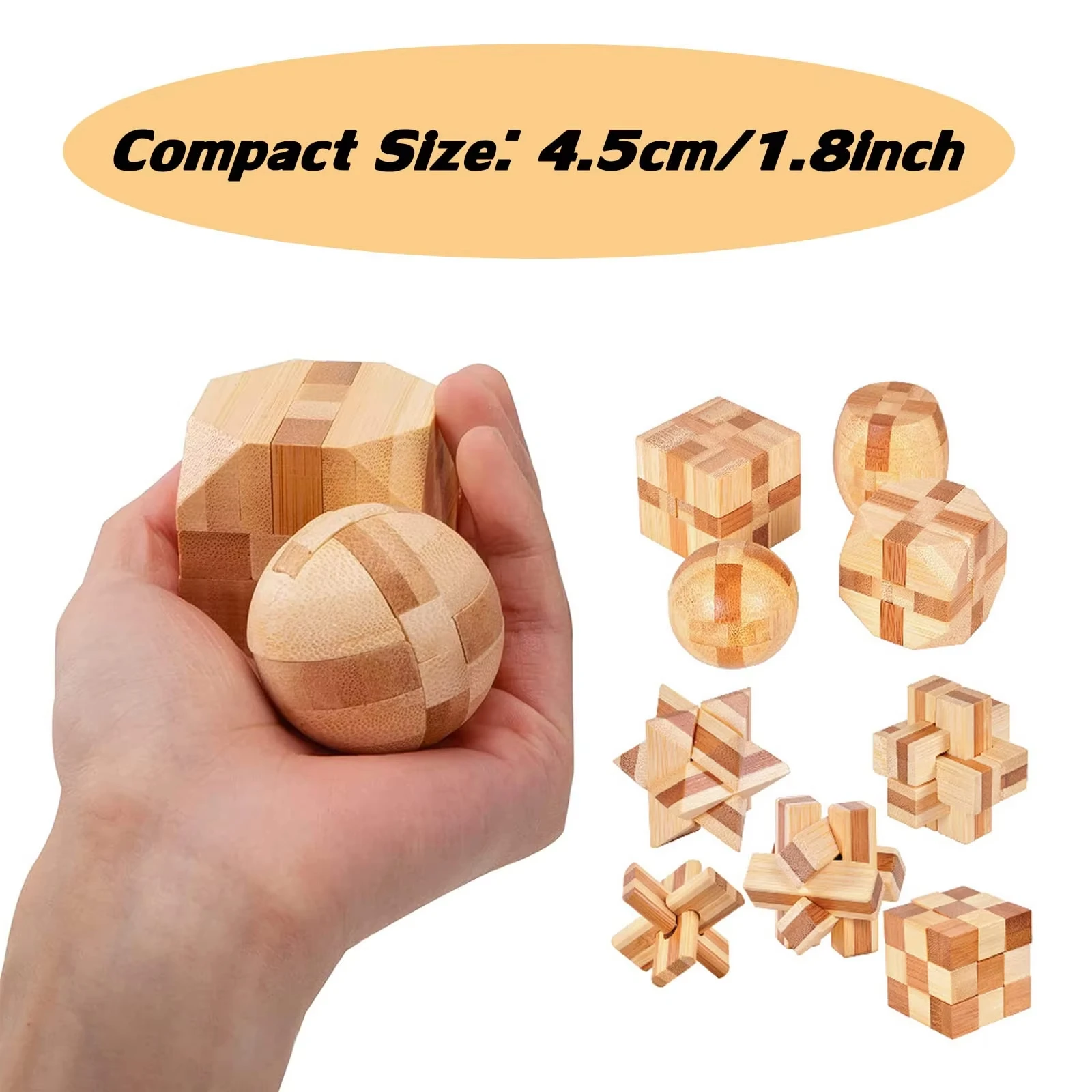 Kids Children Adult Kong Ming Luban Lock 3D Handmade Bamboo Math Puzzles Brain Teasers Educational Finger Toy Birthday