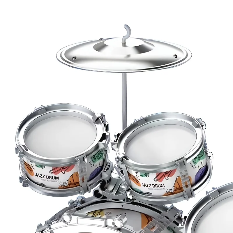 Kids Drum Set Toddler Jazz Drum Kit Toys with Stool Pedal Percussion Musical Instruments Drum Toy Early Education Gift
