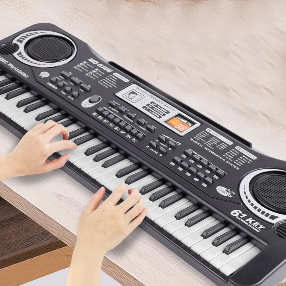 Kids Electronic Piano Keyboard 61 Keys Organ with Microphone Education Toys Musical Instrument Gift for Child Beginner