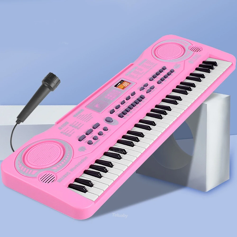 Kids Electronic Piano Keyboard 61 Keys Organ with Microphone Education Toys Musical Instrument Gift for Child Beginner