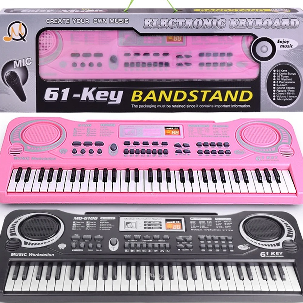 Kids Electronic Piano Keyboard 61 Keys Organ with Microphone Education Toys Musical Instrument Gift for Child Beginner