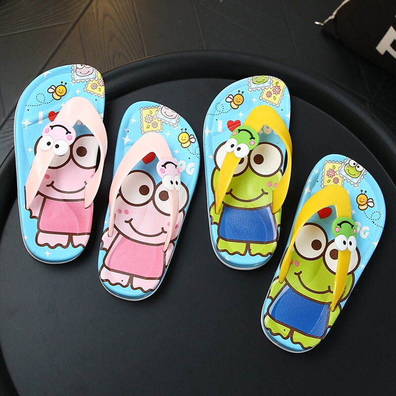 Kids Flip Flops Cartoon Frog Design