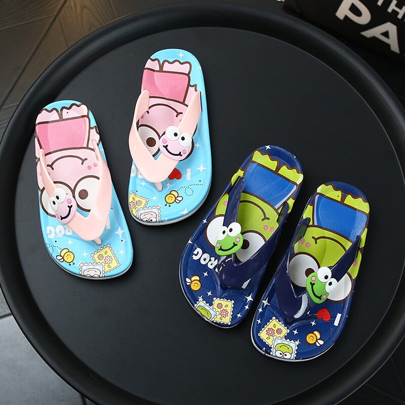 Kids Flip Flops Cartoon Frog Design