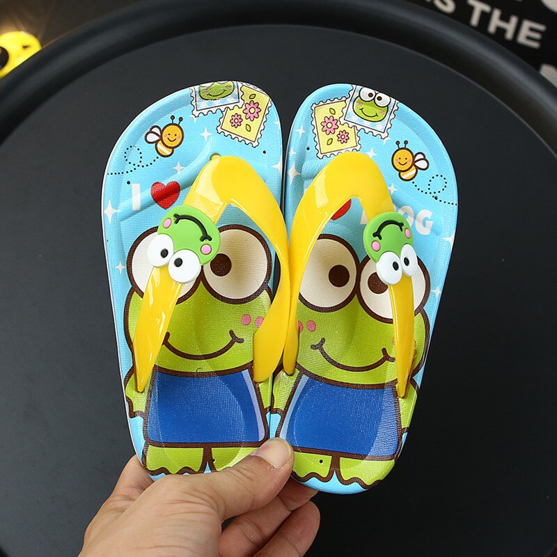 Kids Flip Flops Cartoon Frog Design