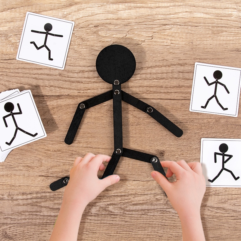 Kids Montessori Educational Wooden Stick Men Puzzle Game Kids Hand Skill Fine Motor Training Assemble Toys For Baby Kids Montessori Educational Wooden Stick Men Puzzle Game Kids Hand Skill Fine Motor Training Assemble Toys For Baby