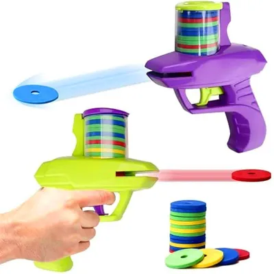 Kids Outdoor Game Foam Disc Gun Toy Flying Disc Shooting Launcher Gun Double Parent-child Interactive Children Toy Kids Outdoor Game Foam Disc Gun Toy Flying Disc Shooting Launcher Gun Double Parent-child Interactive Children Toy