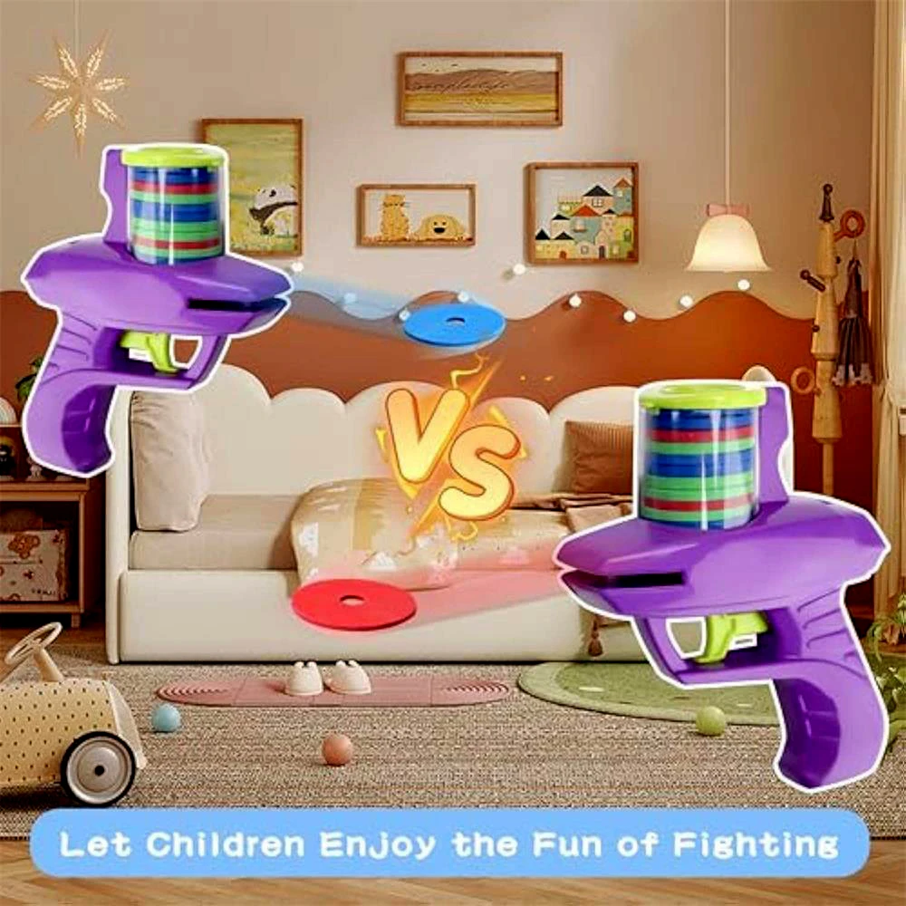 Kids Outdoor Game Foam Disc Gun Toy Flying Disc Shooting Launcher Gun Double Parent-child Interactive Children Toy Kids Outdoor Game Foam Disc Gun Toy Flying Disc Shooting Launcher Gun Double Parent-child Interactive Children Toy