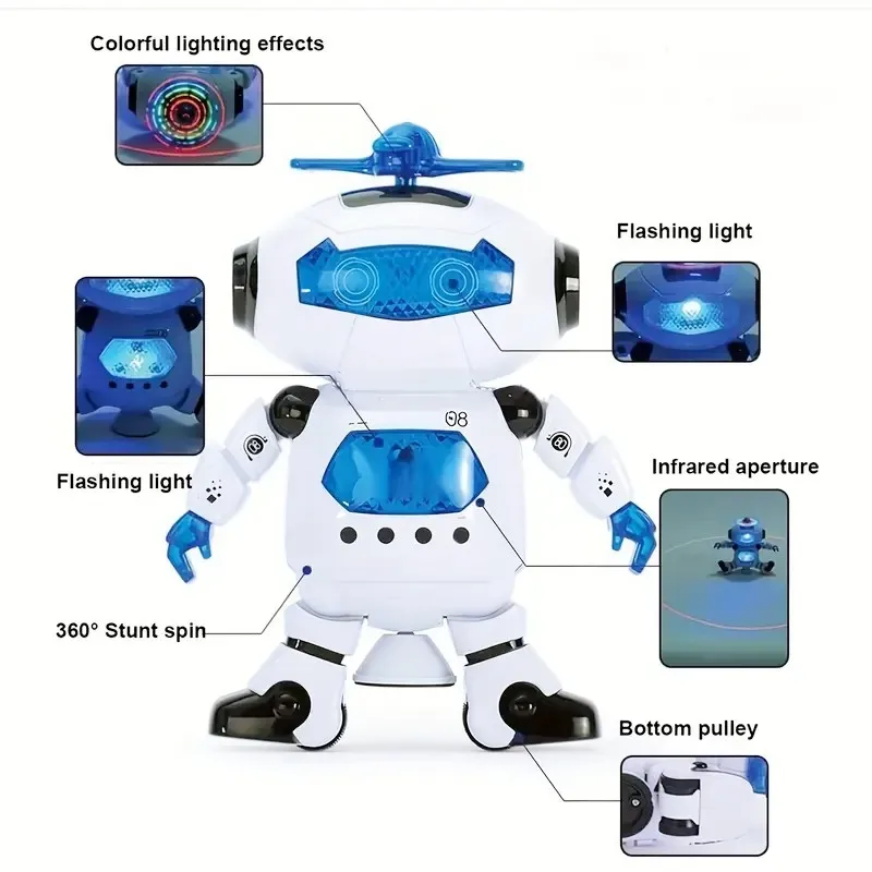 Kids Robot Rotating Dance Toys With Music LED Light Electronic Walking Toys for Boys Girls Birthday Christmas Gift Kids Robot Rotating Dance Toys With Music LED Light Electronic Walking Toys for Boys Girls Birthday Christmas Gift