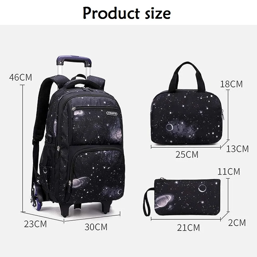 Kids School Bag With Wheels Rolling Backpack for Boy Wheeled School Bag 6 Wheels Trolley Bookbag Carry on Luggage with