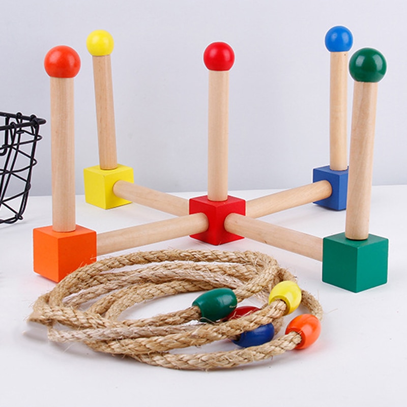 Kids Wooden Ring Toss Game Set