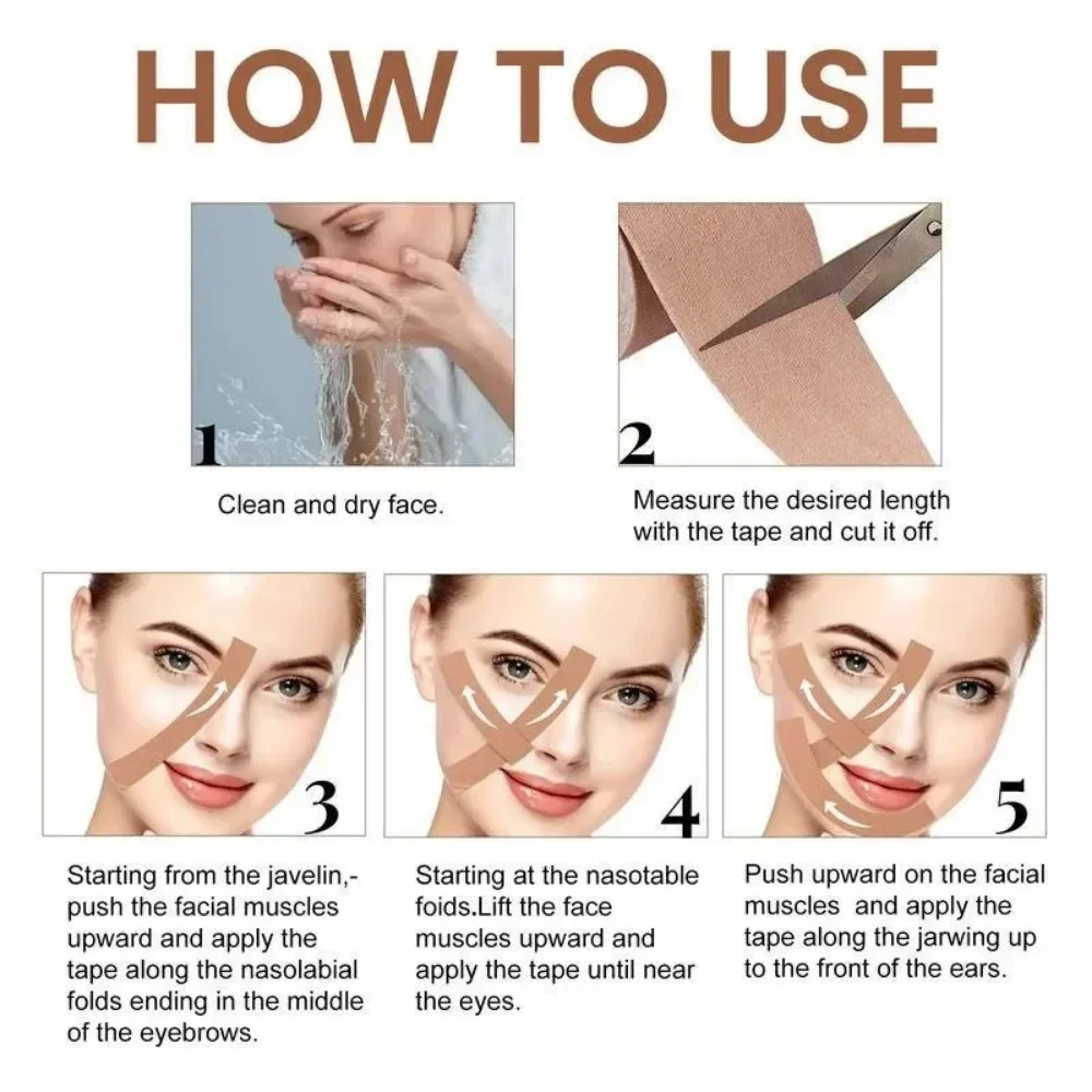 Kinesiology Tape for Face V Line Neck Eyes Lifting Tape Wrinkle Remover Sticker Facial Skin Care Tool Bandagem Elastica