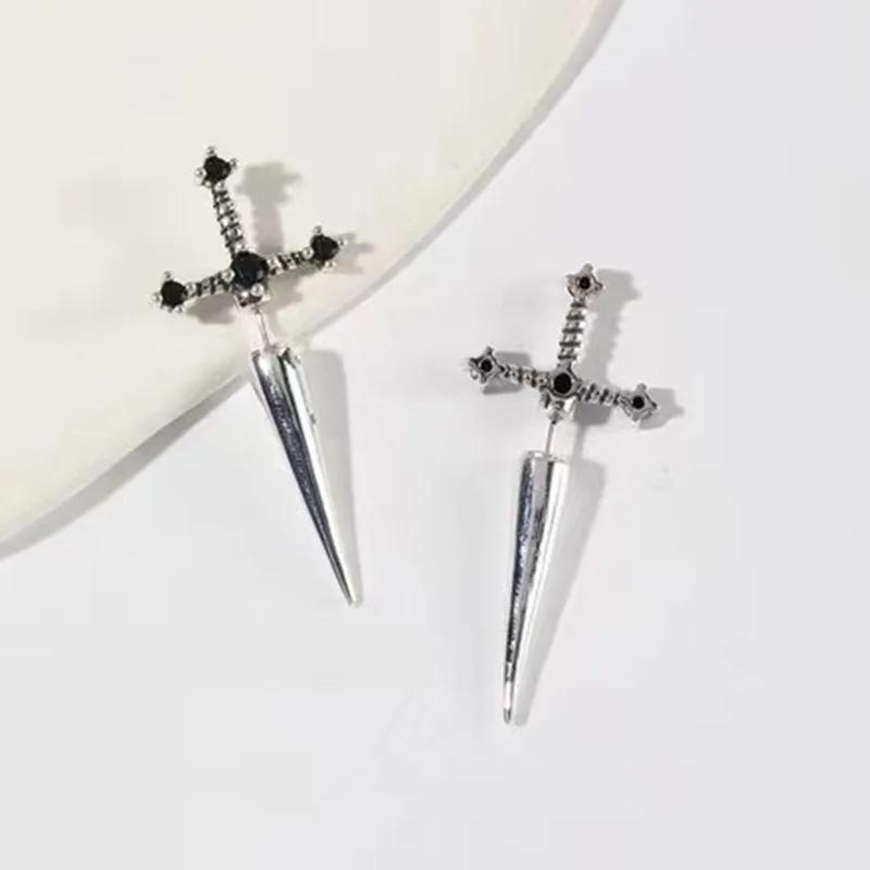 Kinitial Sword Earrings Gothic Removable Sword Ear Jacket Dagger Earrings Dagger Earrings Front Back Earring