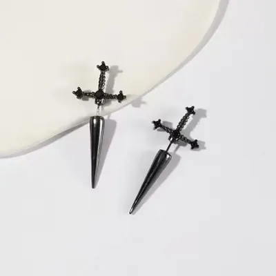Kinitial Sword Earrings Gothic Removable Sword Ear Jacket Dagger Earrings Dagger Earrings Front Back Earring