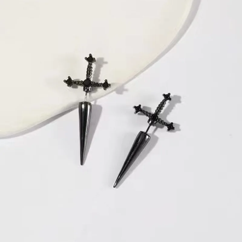 Kinitial Sword Earrings Gothic Removable Sword Ear Jacket Dagger Earrings Dagger Earrings Front Back Earring