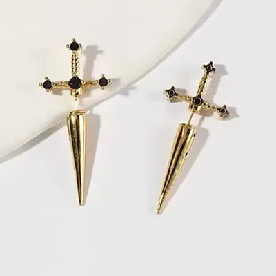 Kinitial Sword Earrings Gothic Removable Sword Ear Jacket Dagger Earrings Dagger Earrings Front Back Earring