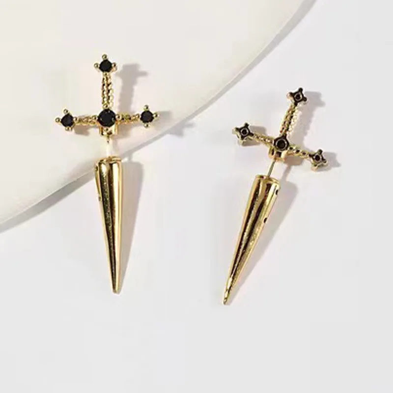Kinitial Sword Earrings Gothic Removable Sword Ear Jacket Dagger Earrings Dagger Earrings Front Back Earring