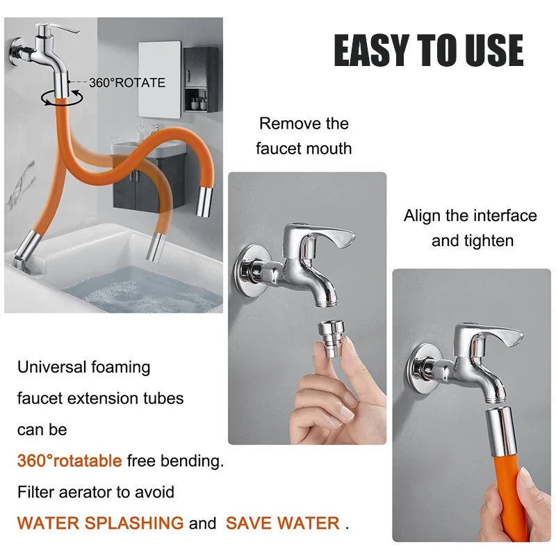 Kitchen Faucet Extension Hose Bathroom 360° Rotation Bending Faucet Extender Wash Basin Water Saving Tap Filter Kitchen Faucet Extension Hose Bathroom 360° Rotation Bending Faucet Extender Wash Basin Water Saving Tap Filter