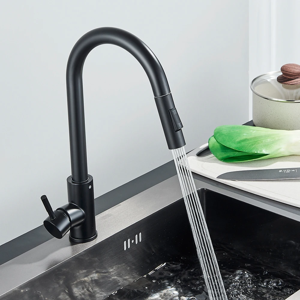 Kitchen Faucet Two Function Single Handle Pull Out Mixer Hot and Cold Water Taps Deck Mounted Kitchen Faucet Two Function Single Handle Pull Out Mixer Hot and Cold Water Taps Deck Mounted