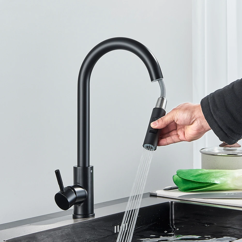 Kitchen Faucet Two Function Single Handle Pull Out Mixer Hot and Cold Water Taps Deck Mounted Kitchen Faucet Two Function Single Handle Pull Out Mixer Hot and Cold Water Taps Deck Mounted