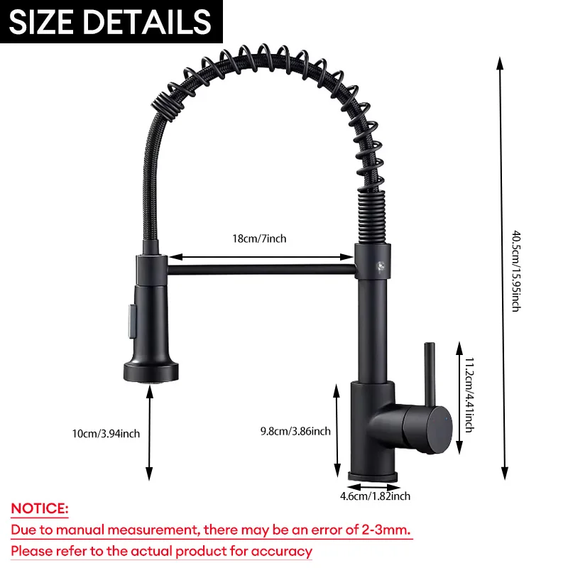 Kitchen Pull Down Spring Sink Faucet 360 Rotation Hot Cold Mixer Tap