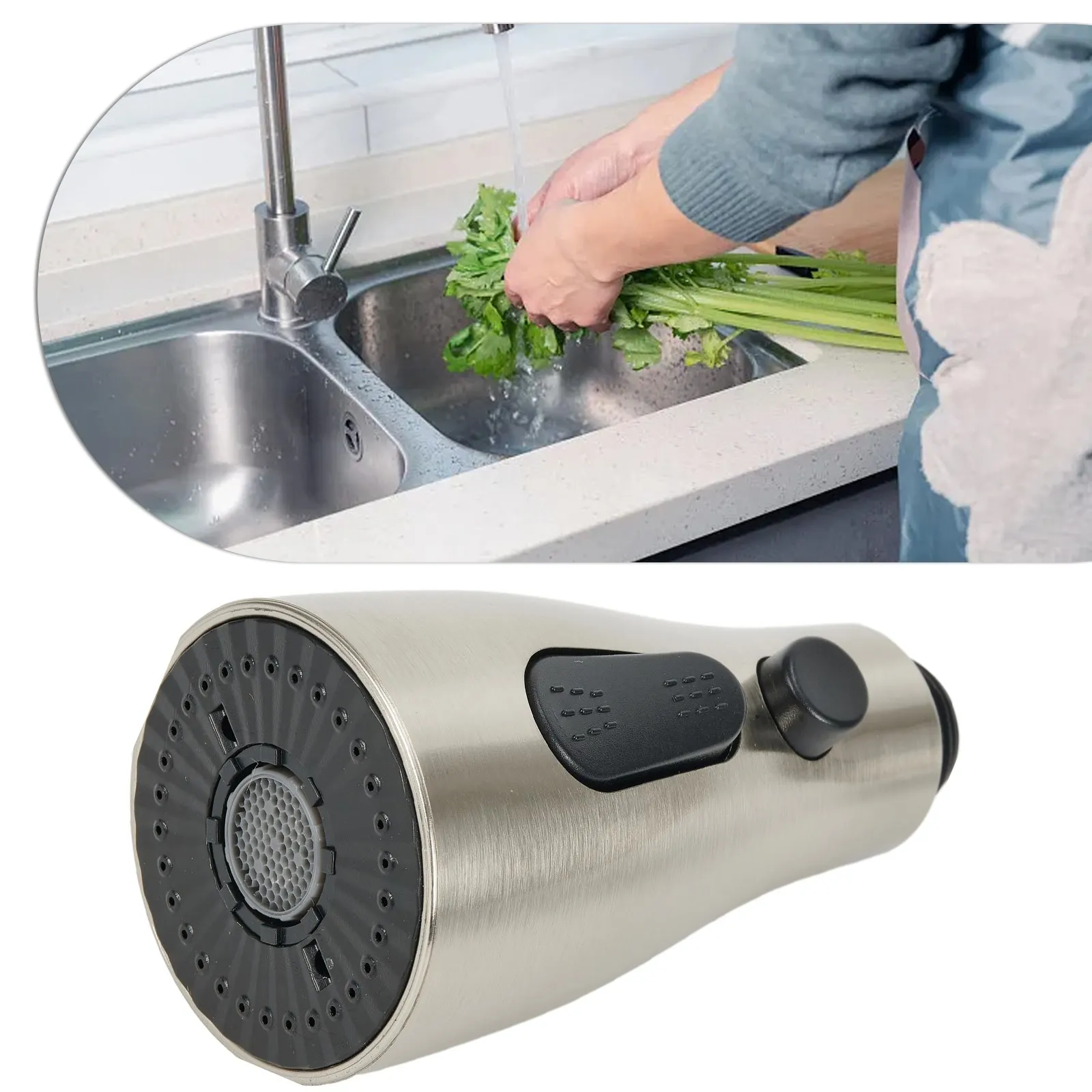 Kitchen Pull Out Faucet Sprayer Nozzle 3 Modes ABS Water Saving Bathroom Basin Sink Shower Spray Head For 1/2″