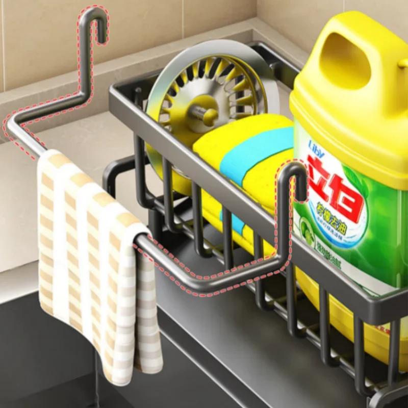 Kitchen Shelf Rag Storage Drainage Shelf No-Punch Storage Rack Home Spice Rack Sink Tap Sink Drainage Rack Kitchen