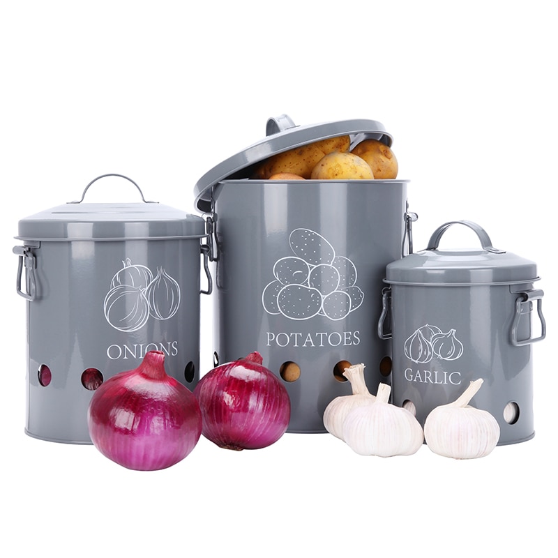 Kitchen Storage Tins with Bottom Holes (3pcs)