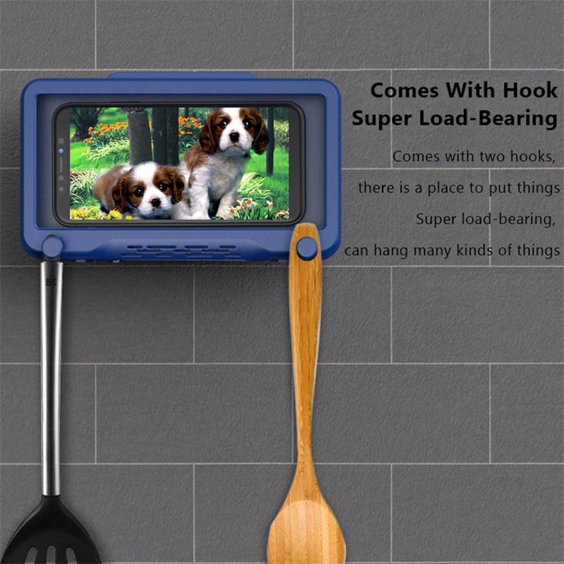Kitchen Toilet Mobile Phone Holder Waterproof Touchable Case Wall Mounted Bath Bathroom Phone Shelves Storage Box