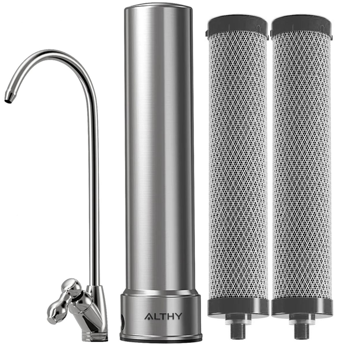 Kitchen Under Sink Drinking Water Filter Purifier 5 in 1, Stainless Steel Filtration System With Faucet