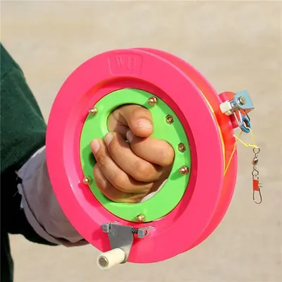 Kite Reel Winder Fire Wheel String Flying Handle Tool Twisted String Line Outdoor Round Blue Grip For Fying Kites 200M