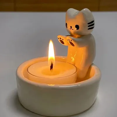 Kitten Candle Holder Cute Grilled Cat Aromatherapy Candle Holder Desktop Decorative Ornaments Birthday Gifts Kitten Candle Holder Cute Grilled Cat Aromatherapy Candle Holder Desktop Decorative Ornaments Birthday Gifts