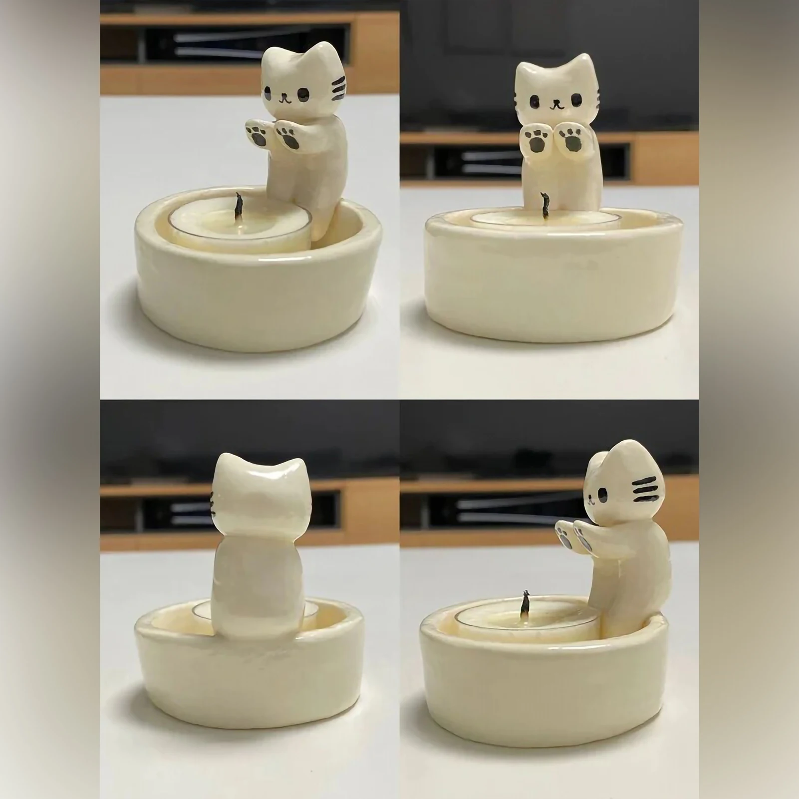 Kitten Candle Holder Cute Grilled Cat Aromatherapy Candle Holder Desktop Decorative Ornaments Birthday Gifts Kitten Candle Holder Cute Grilled Cat Aromatherapy Candle Holder Desktop Decorative Ornaments Birthday Gifts