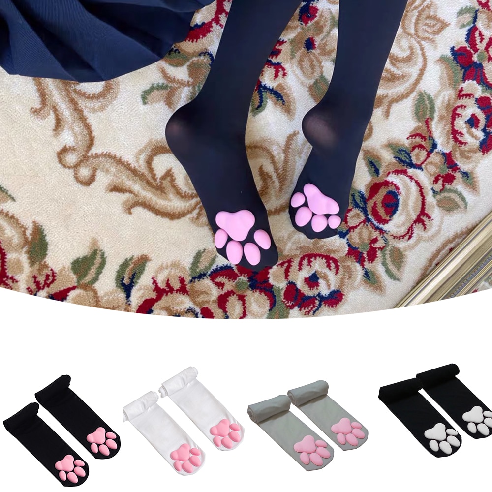Knee High Cat Paw Socks Knee High Cat Paw Socks