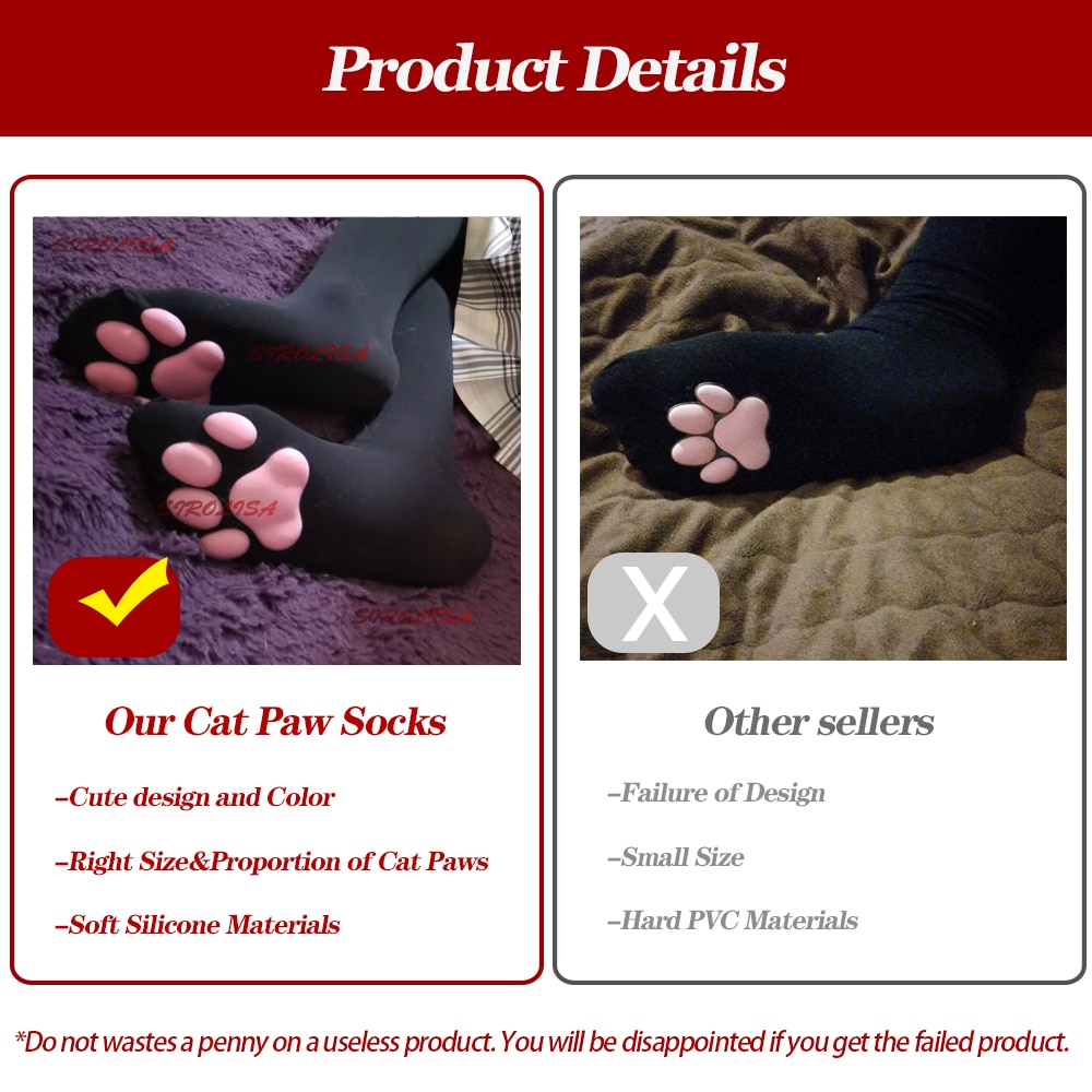 Knee High Cat Paw Socks Knee High Cat Paw Socks