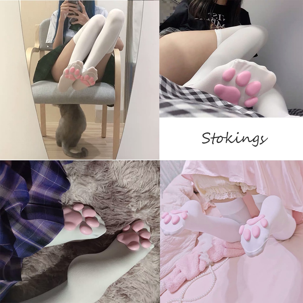 Knee High Cat Paw Socks Knee High Cat Paw Socks
