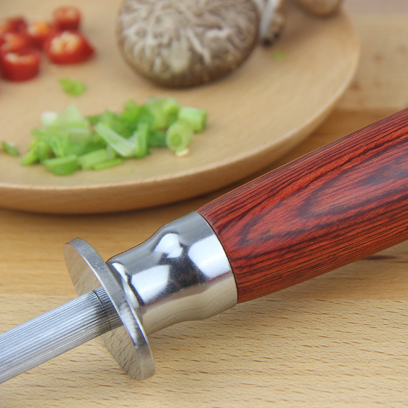 Knife Sharpener Rod Wooden Handle
